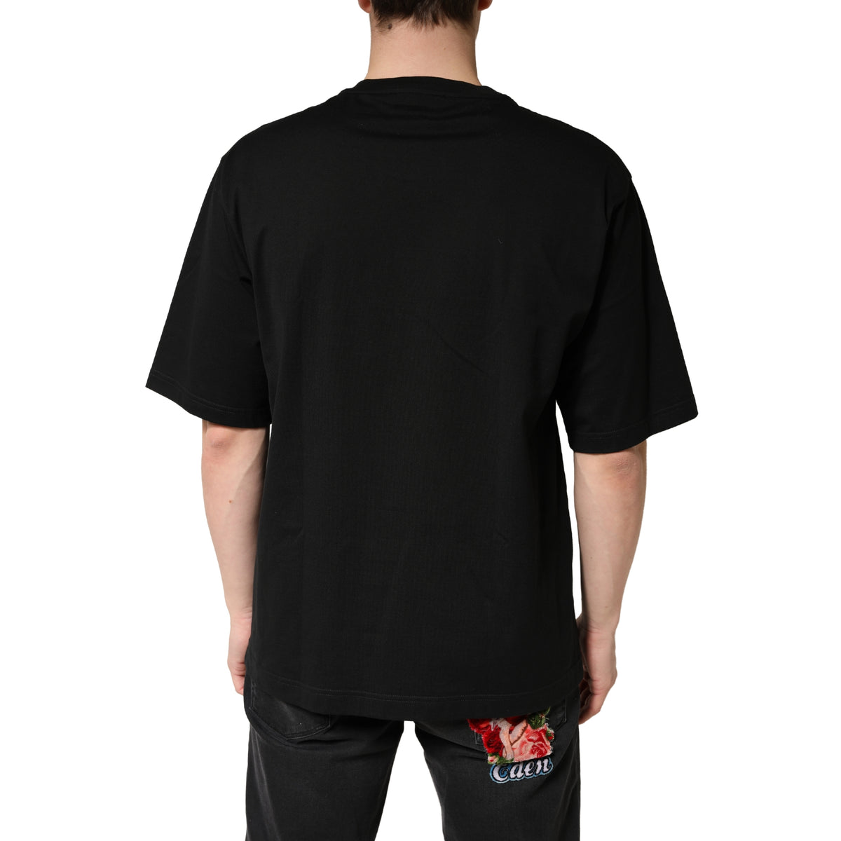 T-shirt Dolce &amp; Gabbana noir en coton à col rond et manches courtes