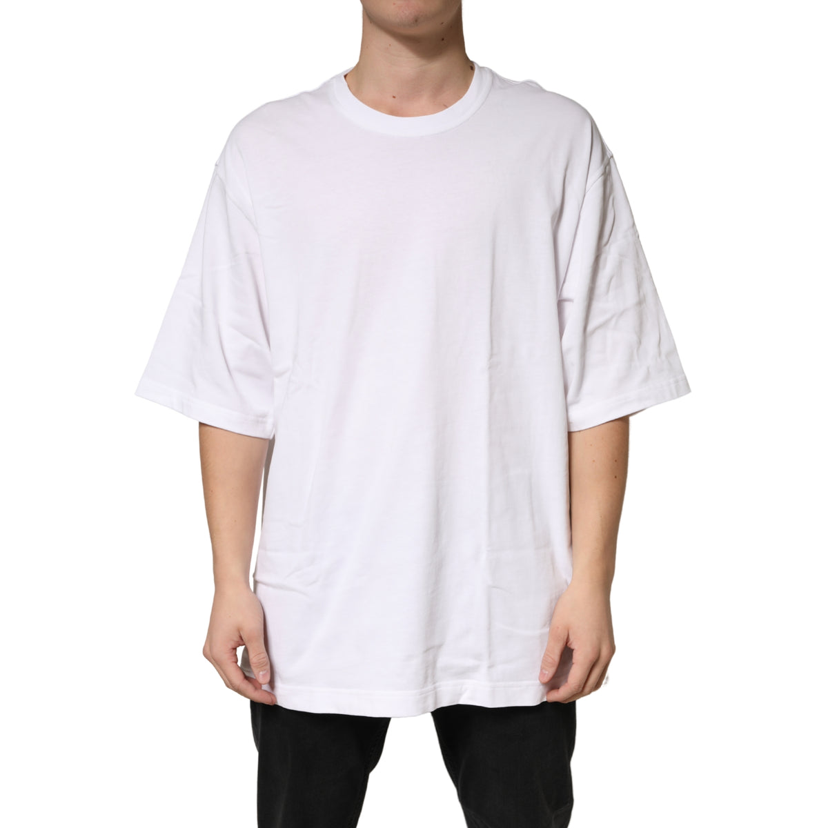 T-shirt Dolce &amp; Gabbana blanc en coton à col rond et manches courtes