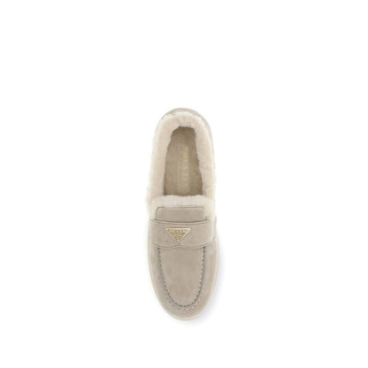 Prada Beige Calf Leather Bos Taurus Slip-On Loafers