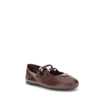 Prada Bordeaux Calf Leather Bos Taurus Ballet Flats