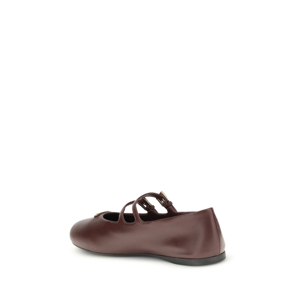 Prada Bordeaux Calf Leather Bos Taurus Ballet Flats