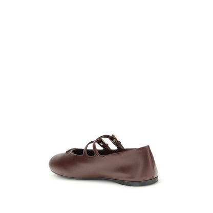 Prada Bordeaux Calf Leather Bos Taurus Ballet Flats