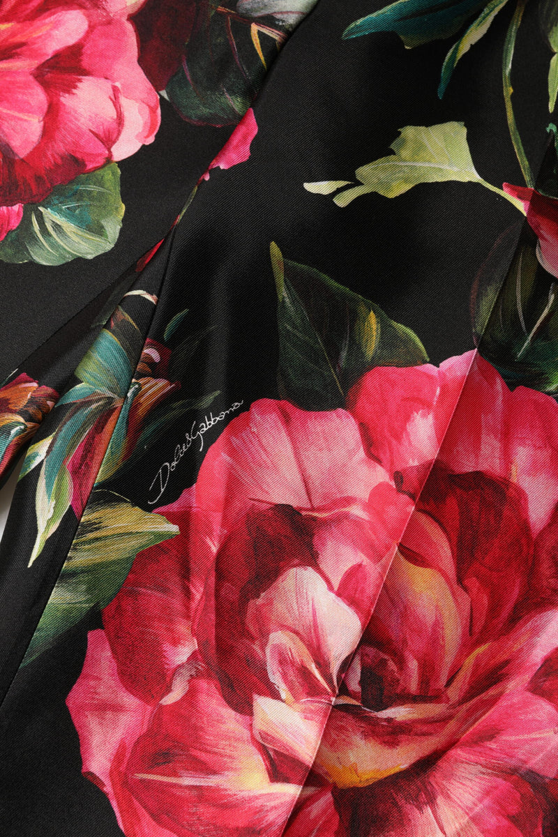 Dolce & Gabbana Black Floral Silk Mid Waist Tailored Trousers