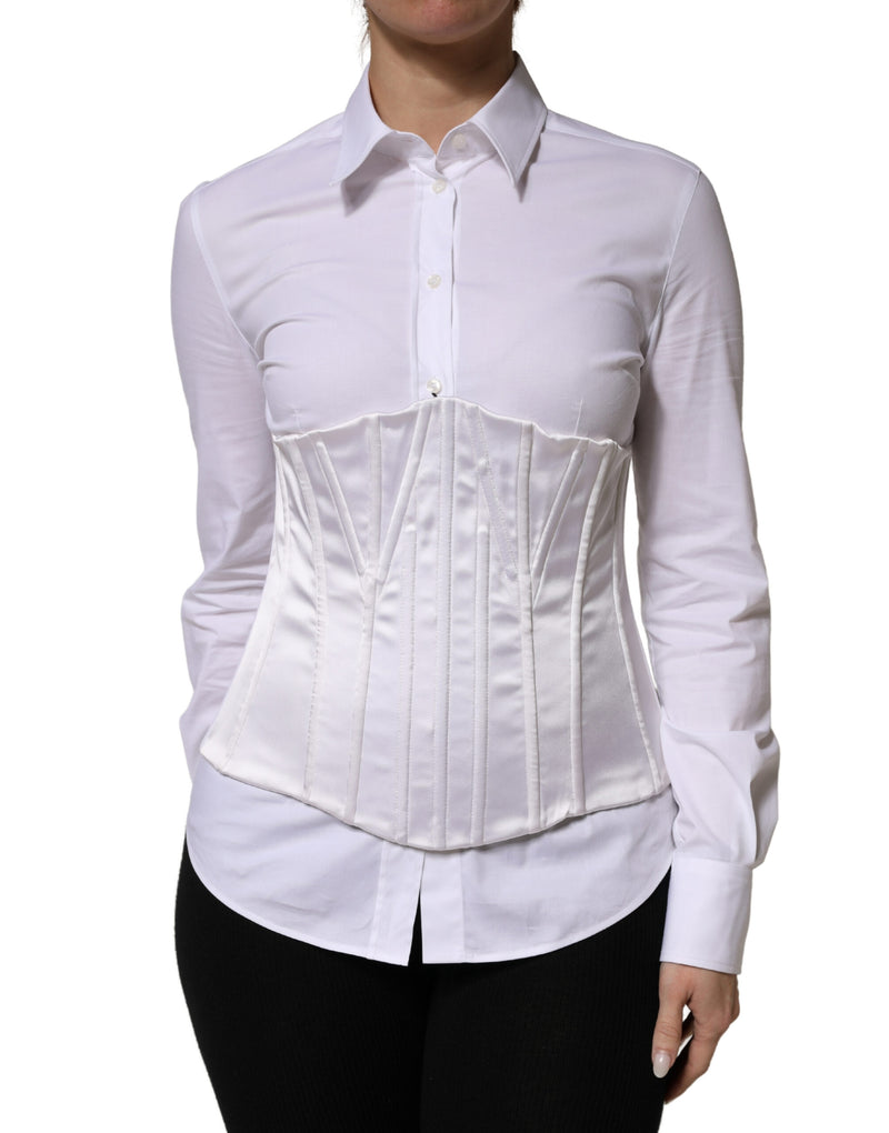 Dolce & Gabbana White Polyamide Waist Cincher Bustier Top
