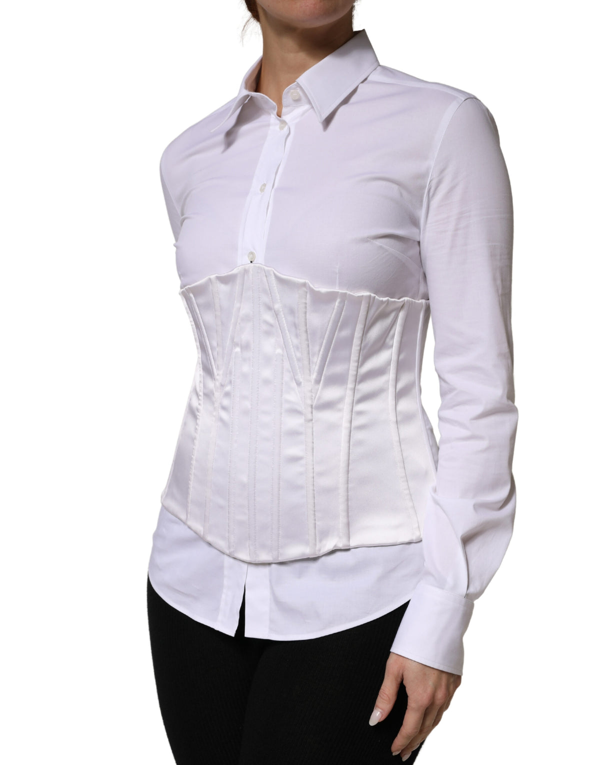 Dolce & Gabbana White Polyamide Waist Cincher Bustier Top