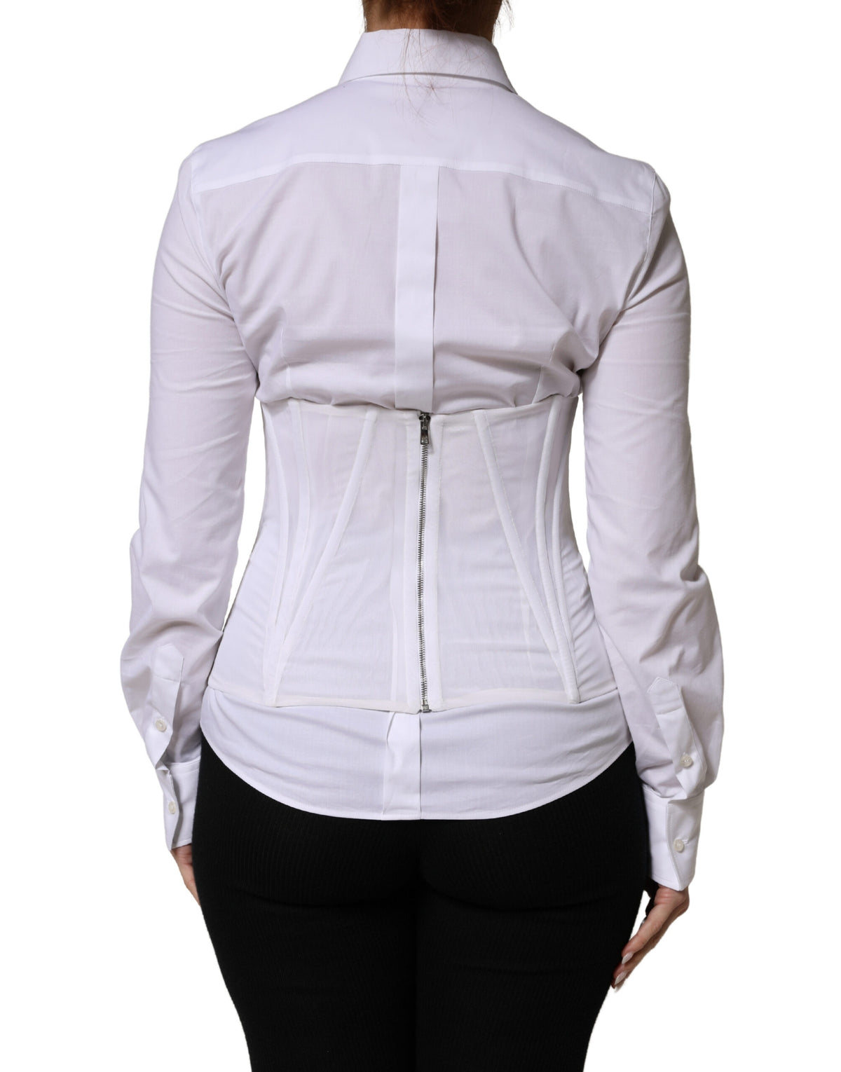 Dolce & Gabbana White Polyamide Waist Cincher Bustier Top