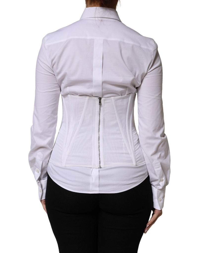 Dolce & Gabbana White Polyamide Waist Cincher Bustier Top