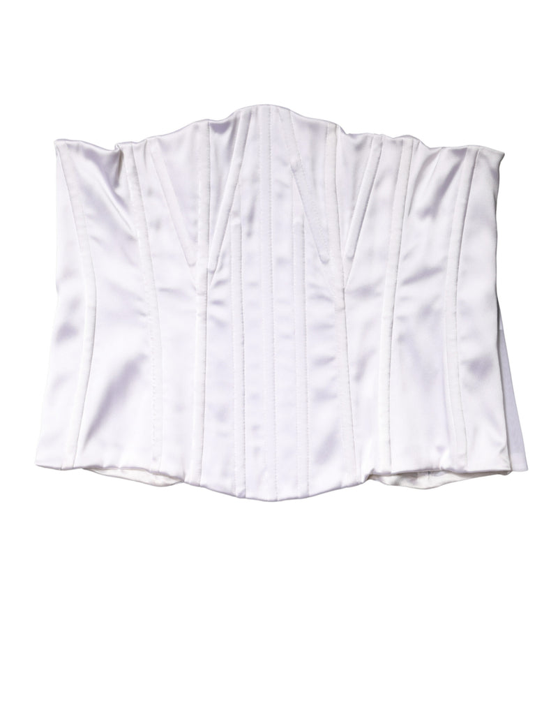 Dolce & Gabbana White Polyamide Waist Cincher Bustier Top