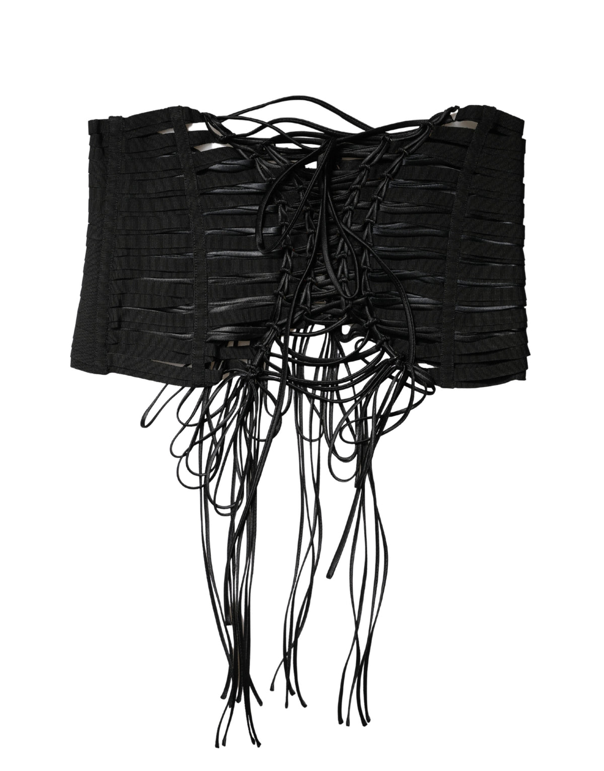 Dolce & Gabbana Black Corset Top with Lace-Up Waist Cincher