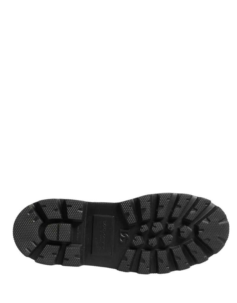 Dolce & Gabbana Black Leather Trek Sole Combat Boots