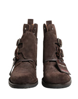 Dolce & Gabbana Buckle Ankle Boots in Brown Suede Leather