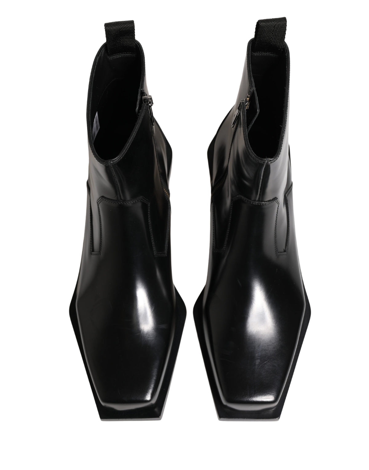 Dolce & Gabbana Black Leather Zip Closure Ankle Boots