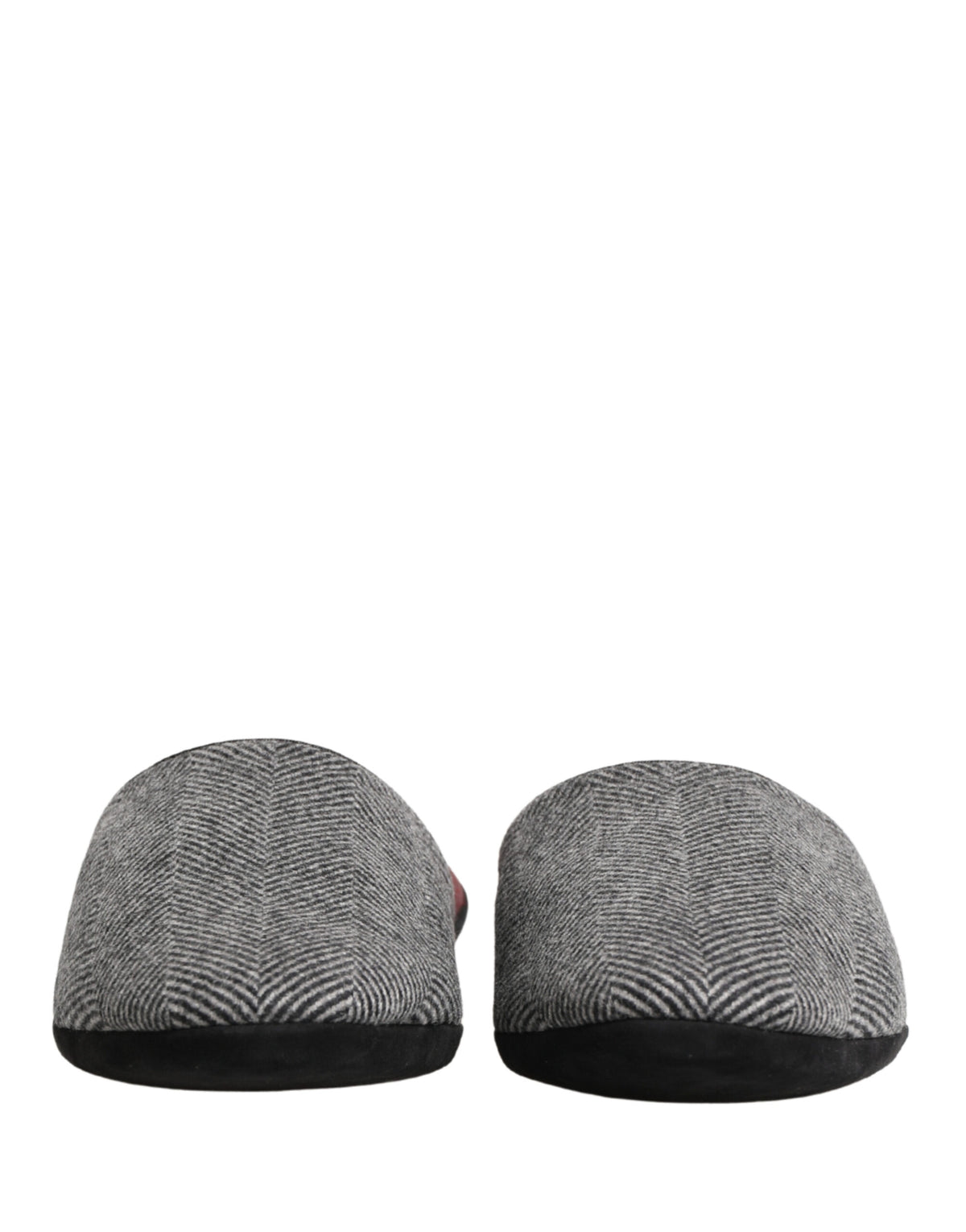 Dolce & Gabbana Grey Herringbone Cashmere Slippers