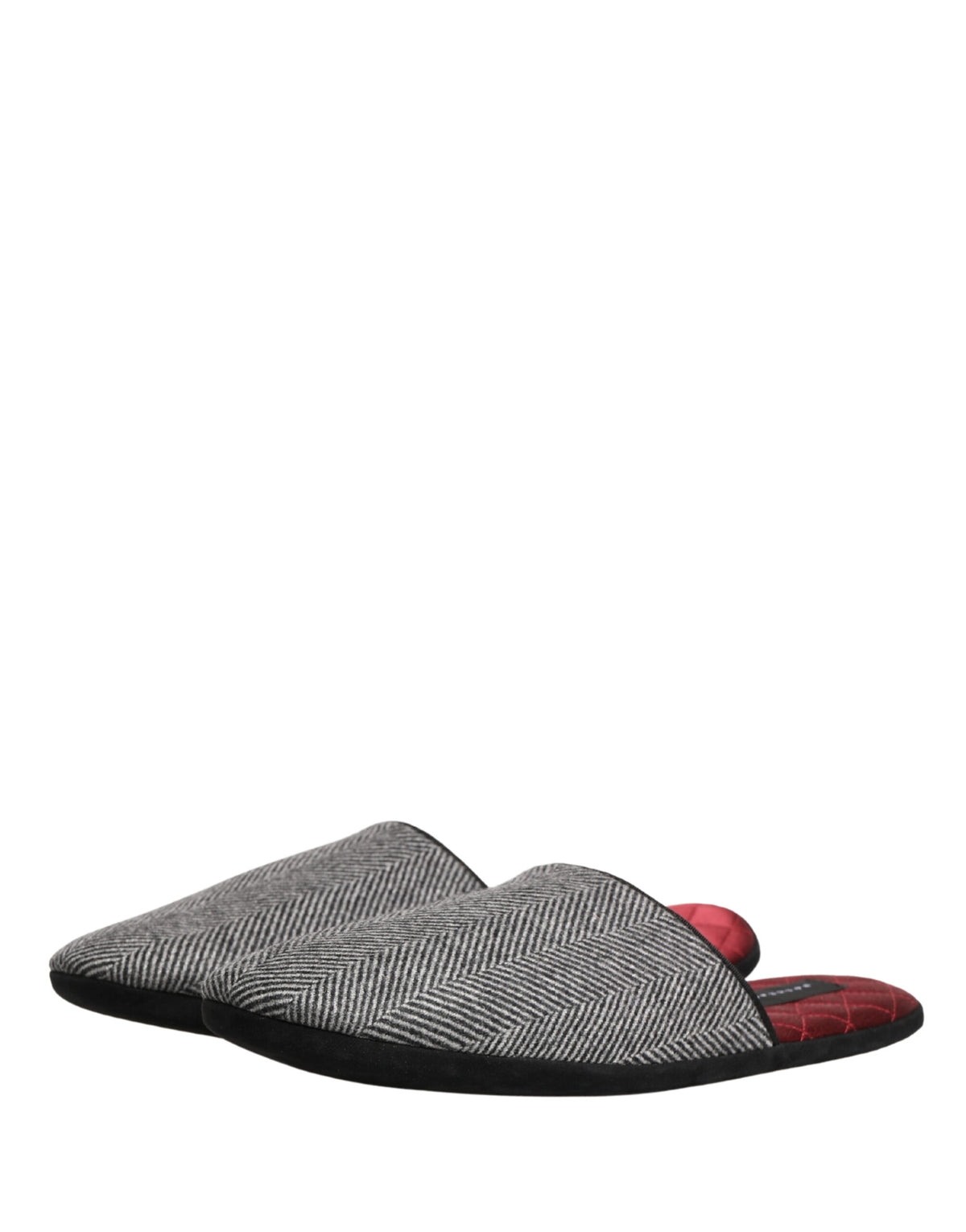 Dolce & Gabbana Grey Herringbone Cashmere Slippers