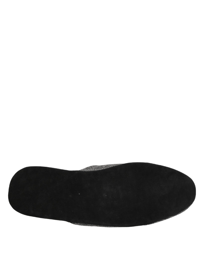 Dolce & Gabbana Grey Herringbone Cashmere Slippers