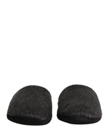 Dolce & Gabbana Dark Grey Charcoal Wool Red Slippers Shoes