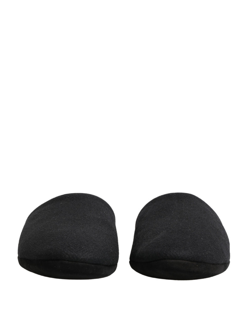 Dolce & Gabbana Black Wool Cashmere Quilted Slippers for Men