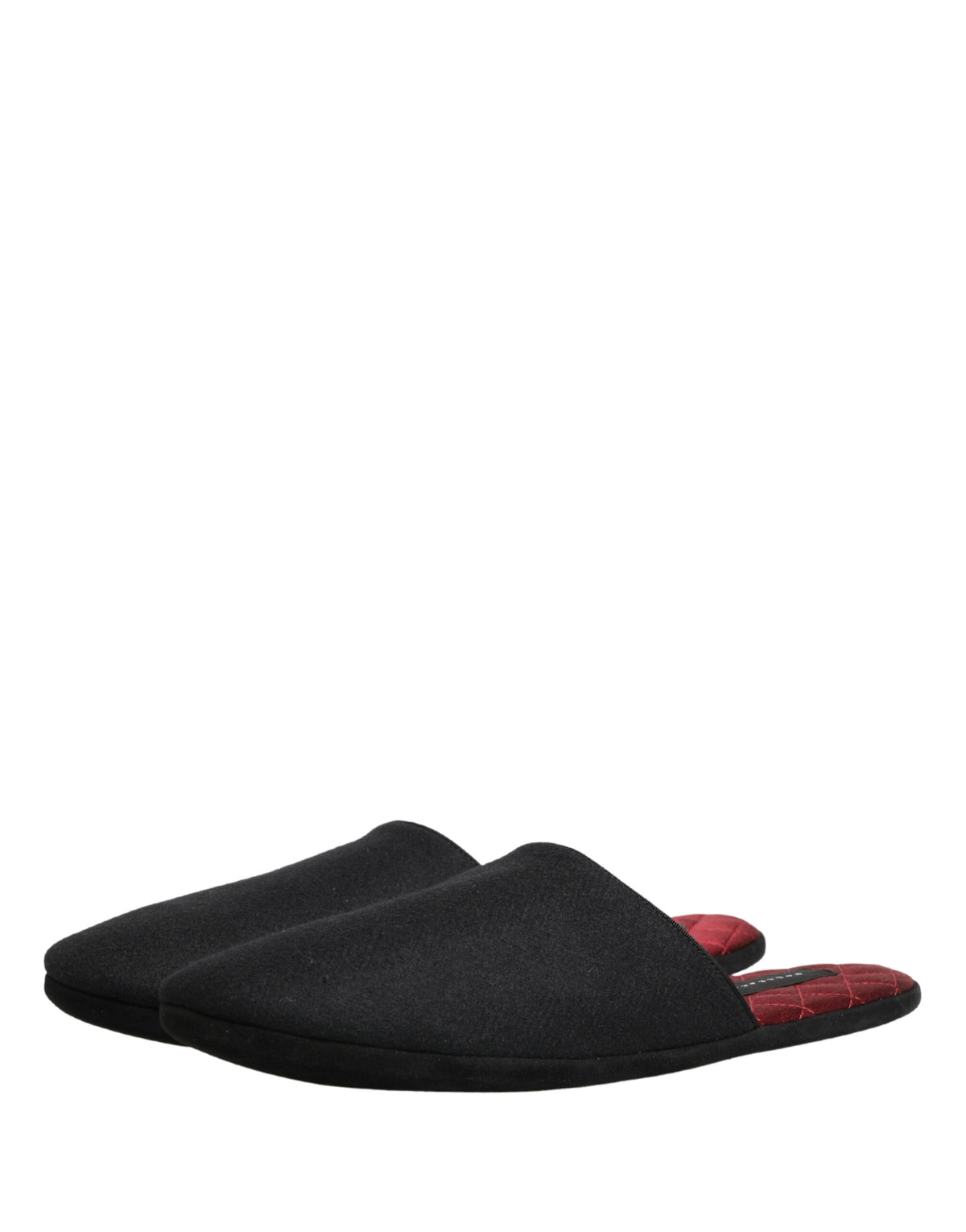 Dolce & Gabbana Black Wool Cashmere Quilted Slippers for Men
