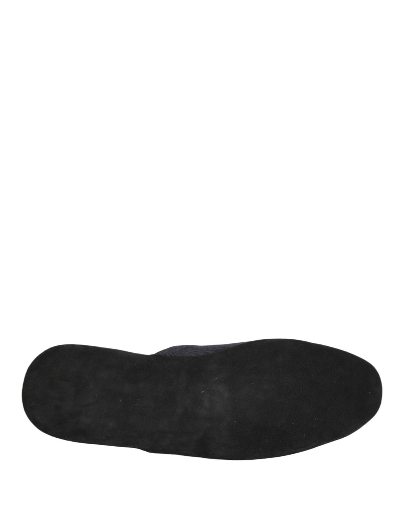 Dolce & Gabbana Dark Navy Wool Cotton Red Chevron Slippers