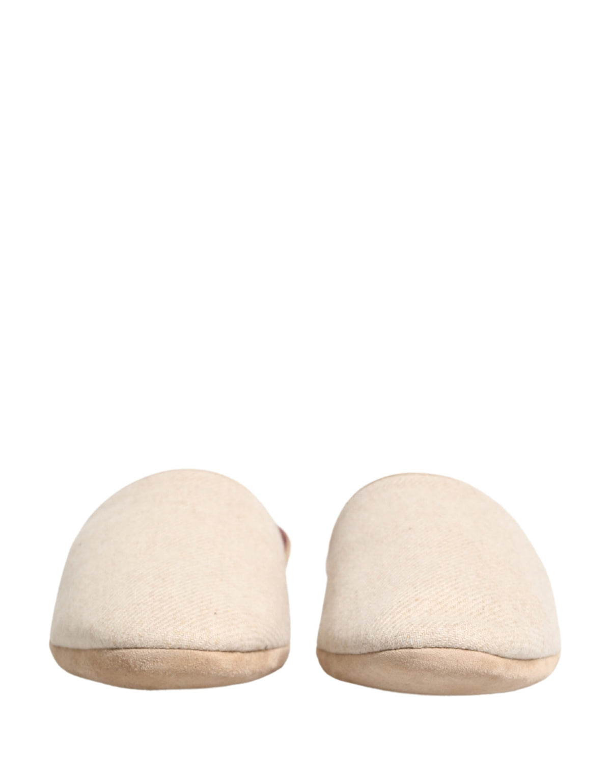 Dolce & Gabbana Beige Shetland Wool Red Quilted Slippers
