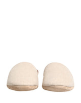 Dolce & Gabbana Beige Shetland Wool Red Quilted Slippers