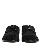 Dolce & Gabbana Men Black Riccio Shearling Derby Shoes