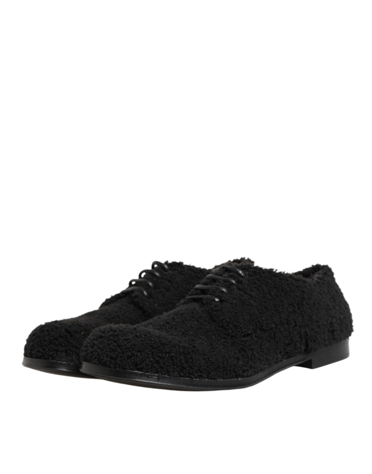 Dolce & Gabbana Men Black Riccio Shearling Derby Shoes
