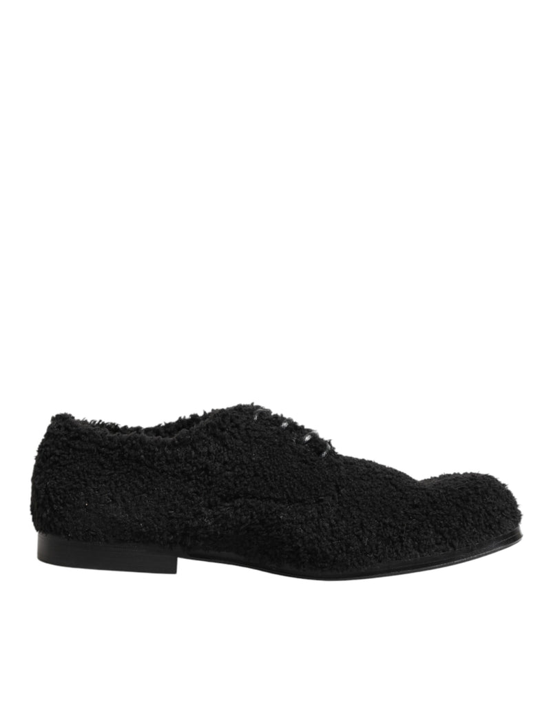 Dolce & Gabbana Men Black Riccio Shearling Derby Shoes