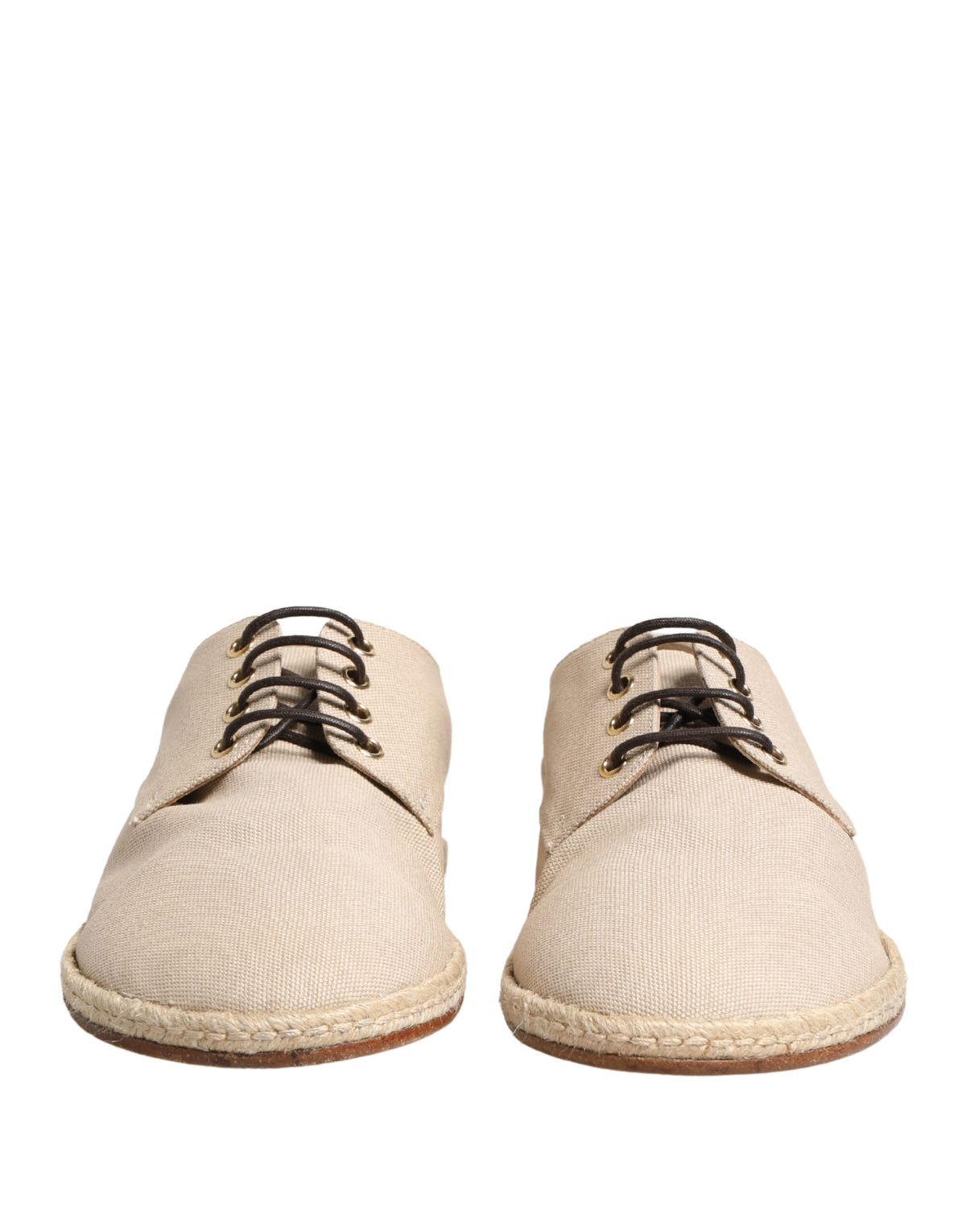 Dolce & Gabbana Beige Espadrille Sole Lace Up Derby Shoes