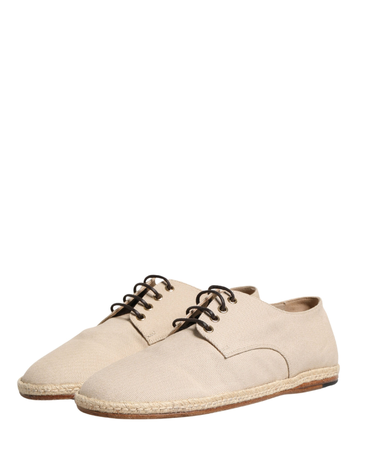 Dolce & Gabbana Beige Espadrille Sole Lace Up Derby Shoes