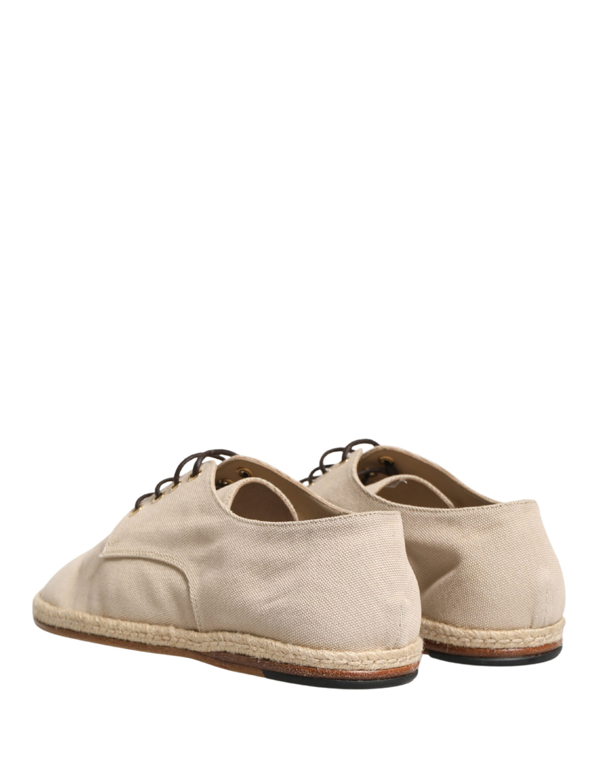 Dolce & Gabbana Beige Espadrille Sole Lace Up Derby Shoes