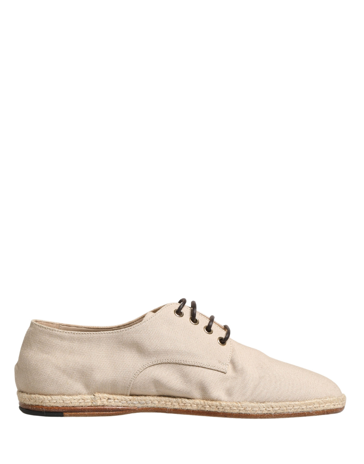 Dolce & Gabbana Beige Espadrille Sole Lace Up Derby Shoes