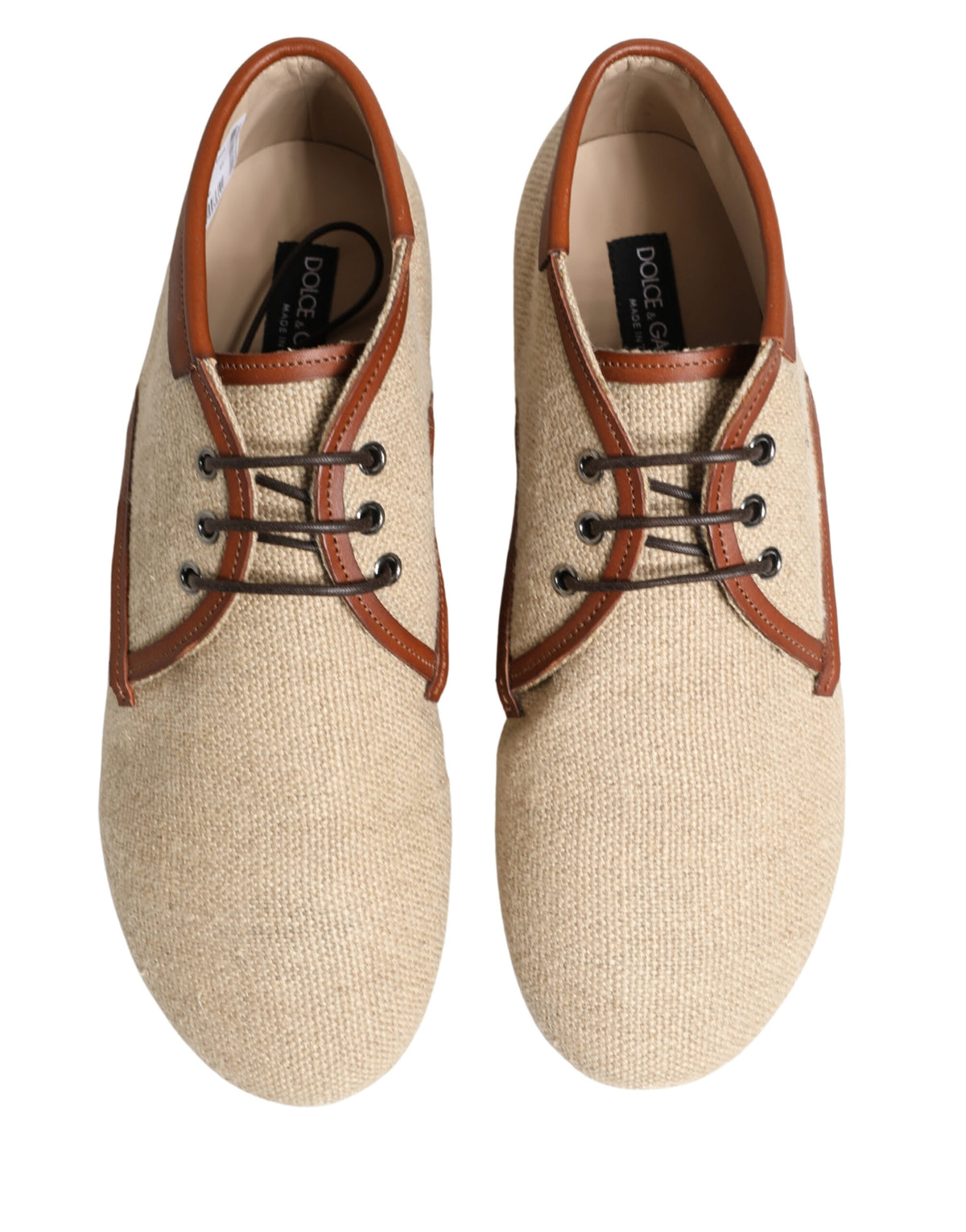 Dolce & Gabbana Beige Canvas Derby Shoes for Men - Elegant & Versatile