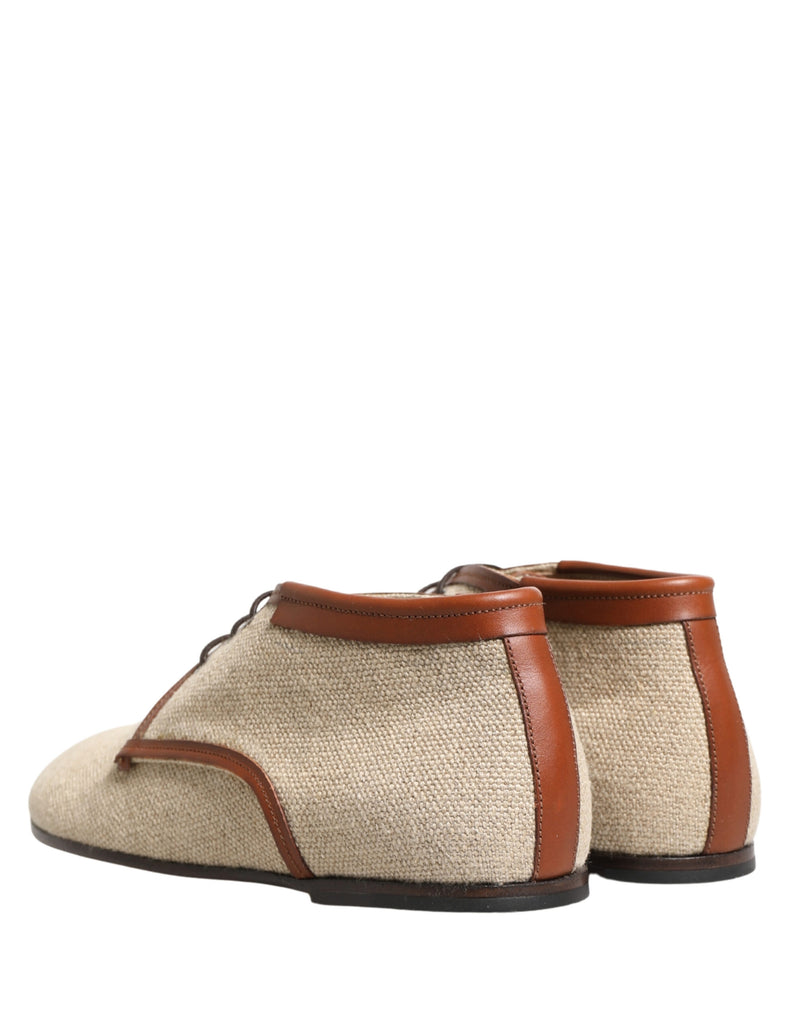 Dolce & Gabbana Beige Canvas Derby Shoes for Men - Elegant & Versatile