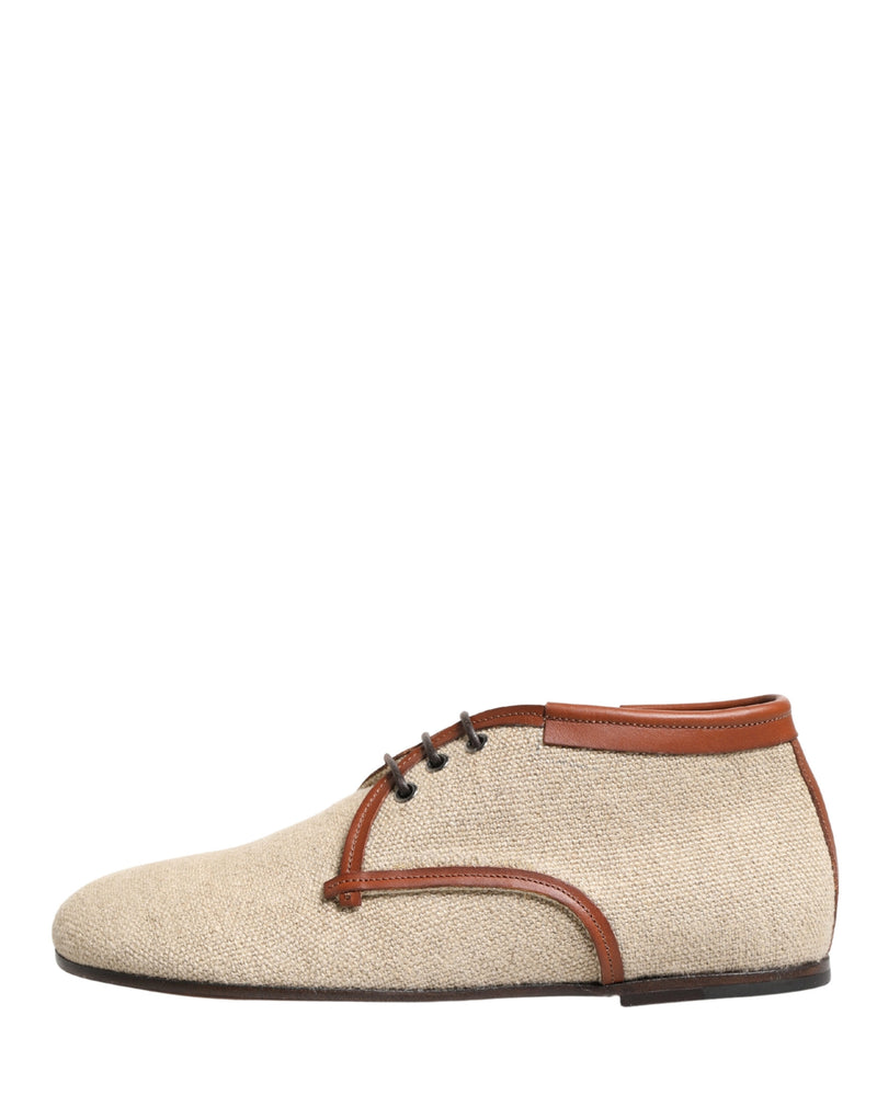 Dolce & Gabbana Beige Canvas Derby Shoes for Men - Elegant & Versatile