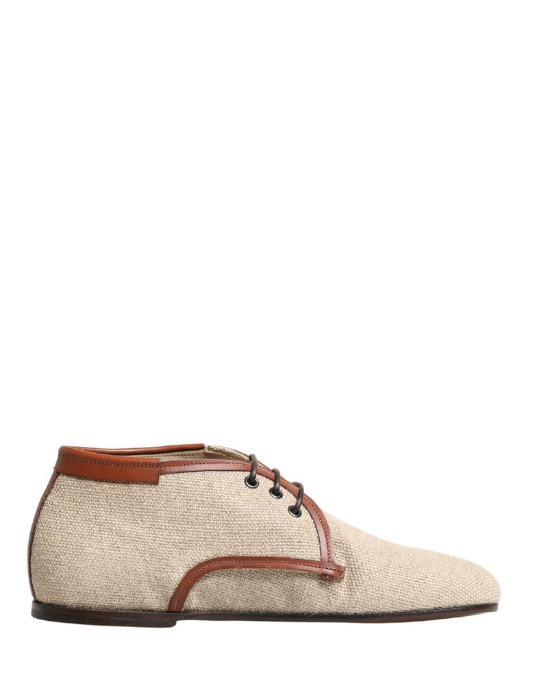 Dolce & Gabbana Beige Canvas Derby Shoes for Men - Elegant & Versatile