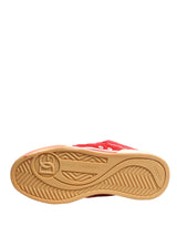 Dolce & Gabbana Red White Suede DG Logo Low Top Sneakers