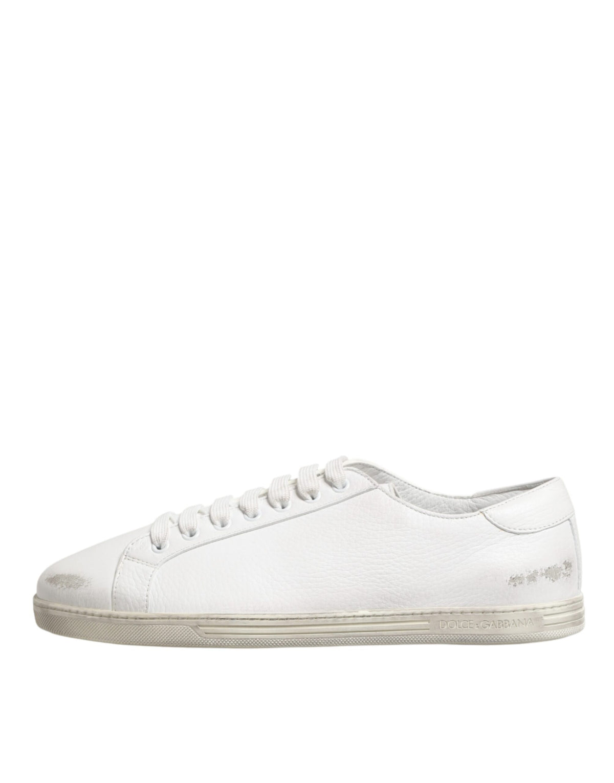 Dolce & Gabbana White Bianco Leather Low Top Sneakers for Men