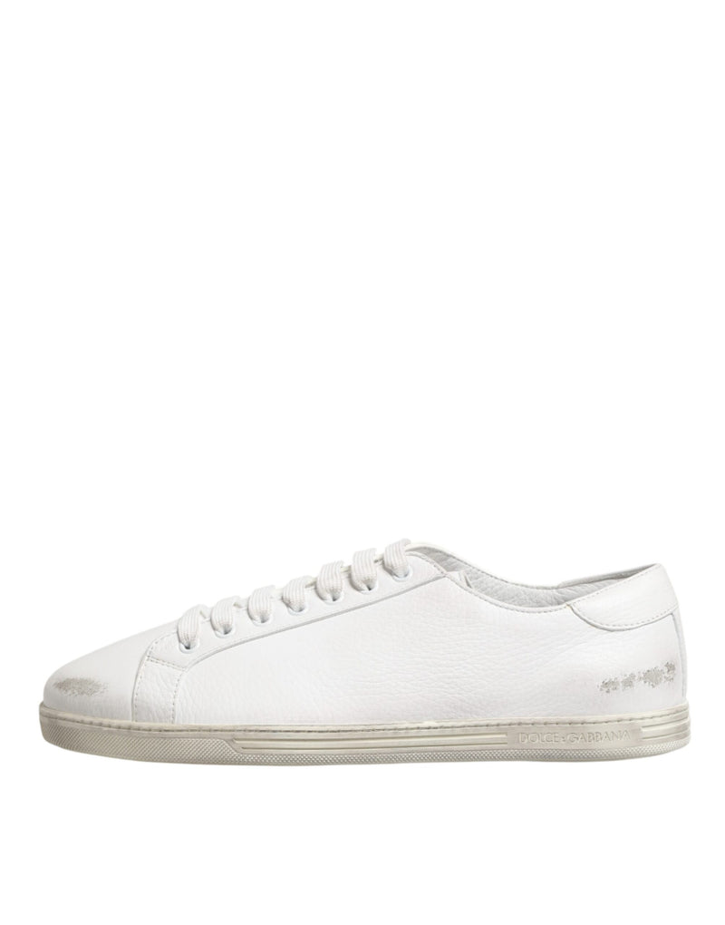 Dolce & Gabbana White Bianco Leather Low Top Sneakers for Men