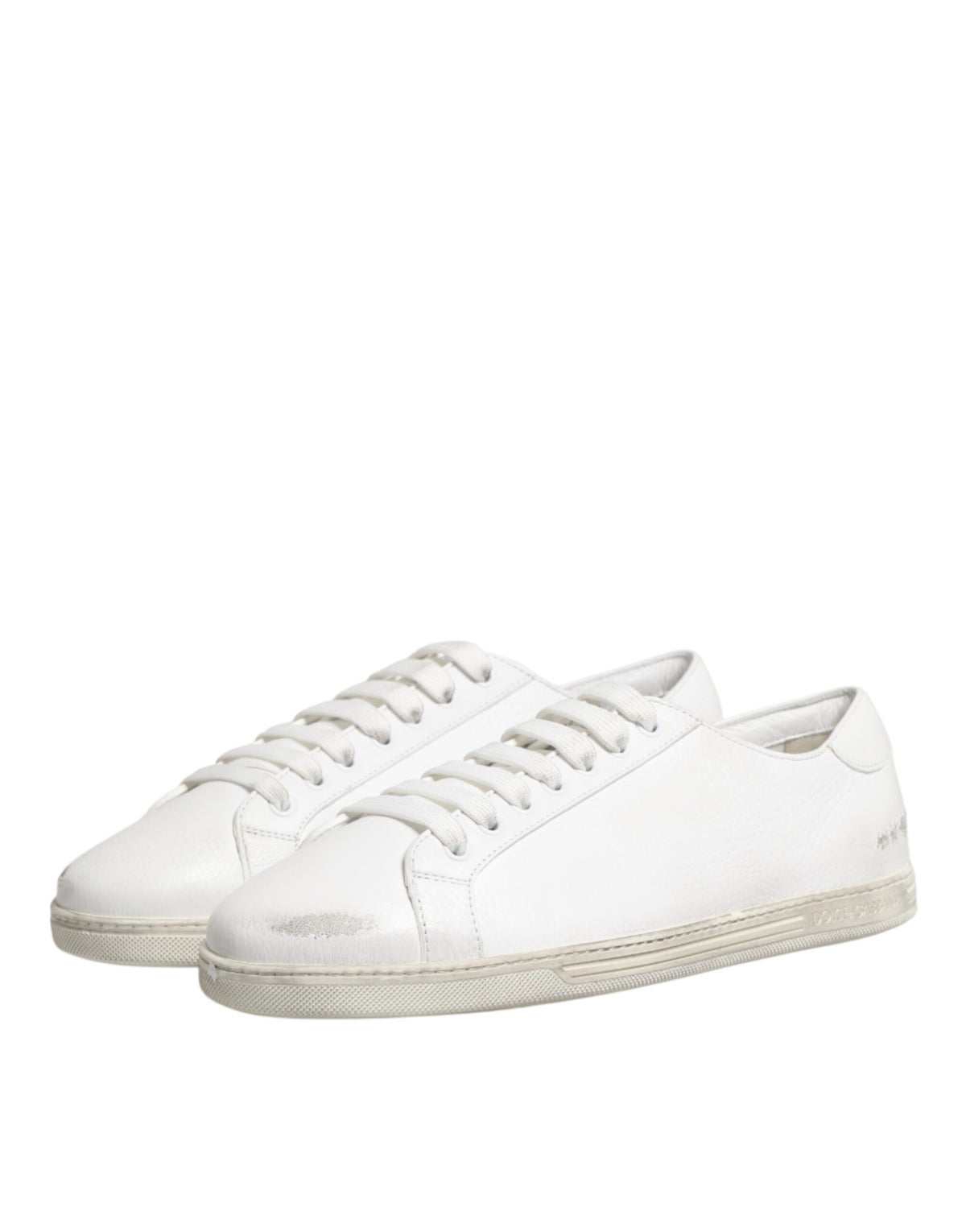 Dolce & Gabbana White Bianco Leather Low Top Sneakers for Men