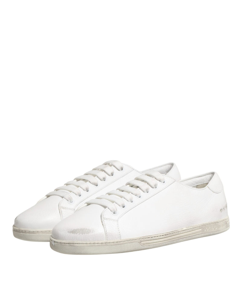 Dolce & Gabbana White Bianco Leather Low Top Sneakers for Men