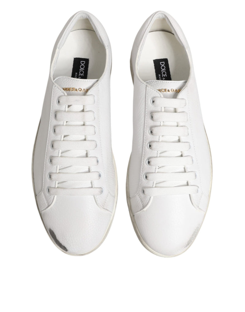 Dolce & Gabbana White Bianco Leather Low Top Sneakers for Men