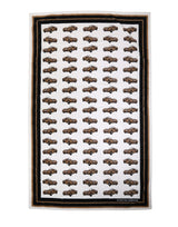 Dolce & Gabbana White Cotton Beach Towel with Car Graphic Print