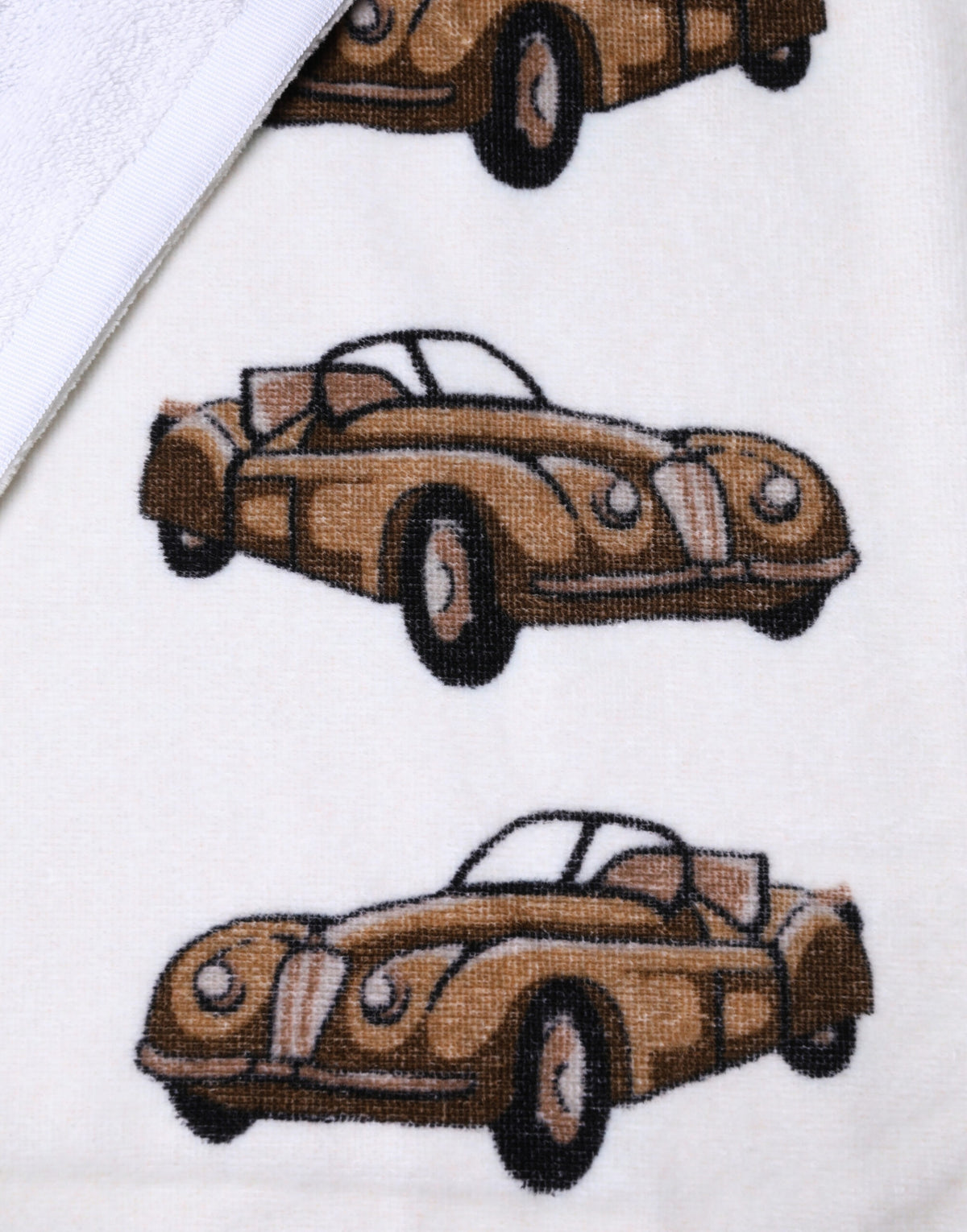 Dolce & Gabbana White Cotton Beach Towel with Car Graphic Print