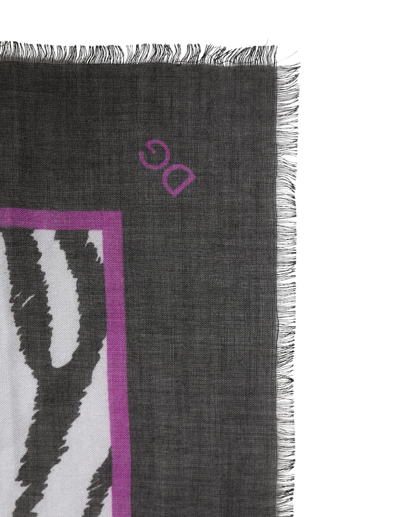 Dolce & Gabbana White Black Zebra Pattern Shawl 255cm x 132cm Men Scarf