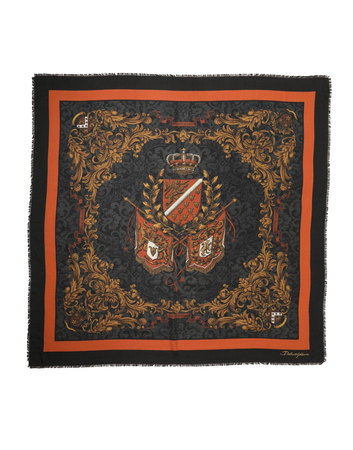 Écharpe homme Dolce &amp; Gabbana en cachemire à imprimé blason multicolore, 272 cm x 132 cm