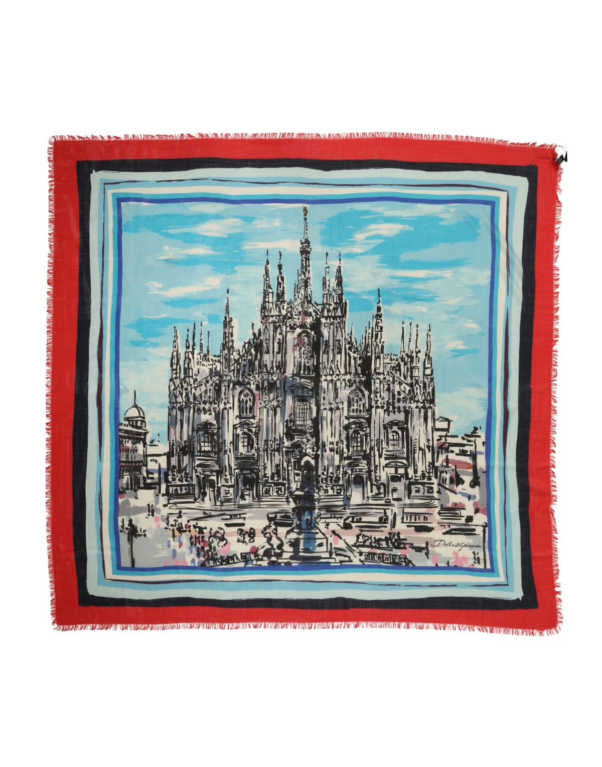 Écharpe homme Dolce &amp; Gabbana en cachemire imprimé Milano multicolore, 134 cm x 130 cm