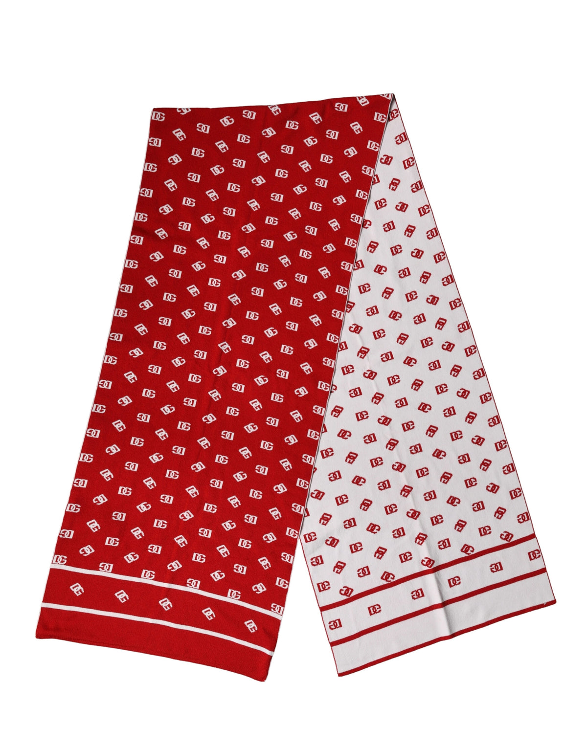 Foulard Dolce &amp; Gabbana rouge et blanc à logo imprimé, 201 cm x 40,5 cm, pour homme