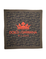 Écharpe homme Dolce &amp; Gabbana en cachemire à logo camouflage vert, 138 cm x 137 cm