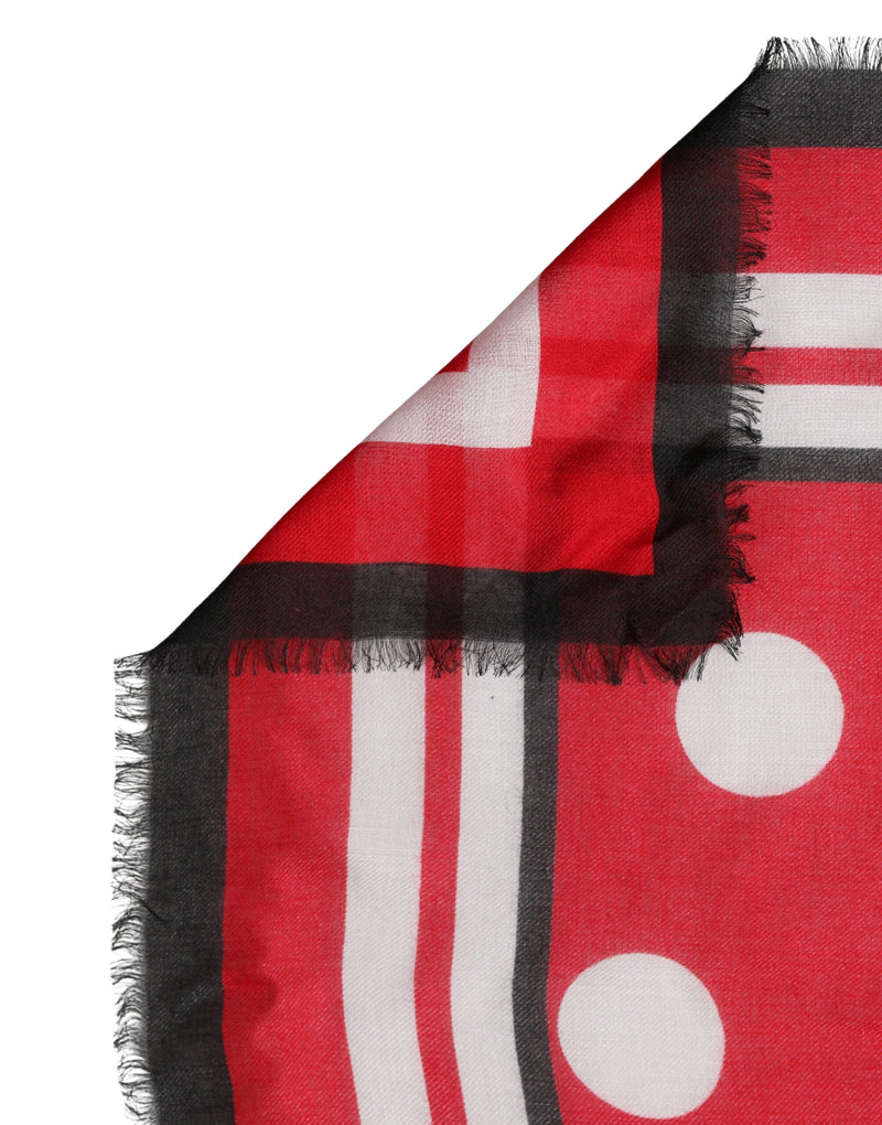 Dolce & Gabbana Red Polka Dot Print Square Stole Scarf 130cm